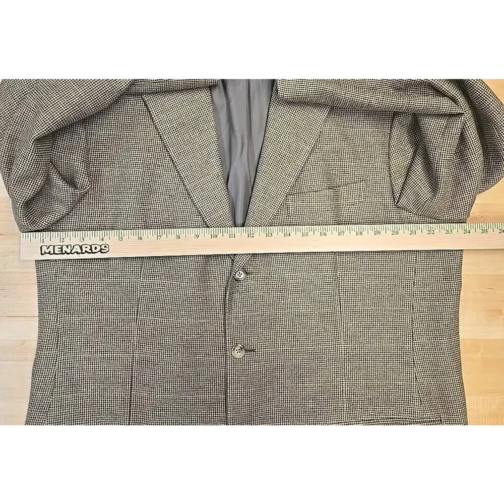 VTG Polo Ralph Lauren Cashmere Blend Tweed Blazer Size 46 Long Windowpane Plaid